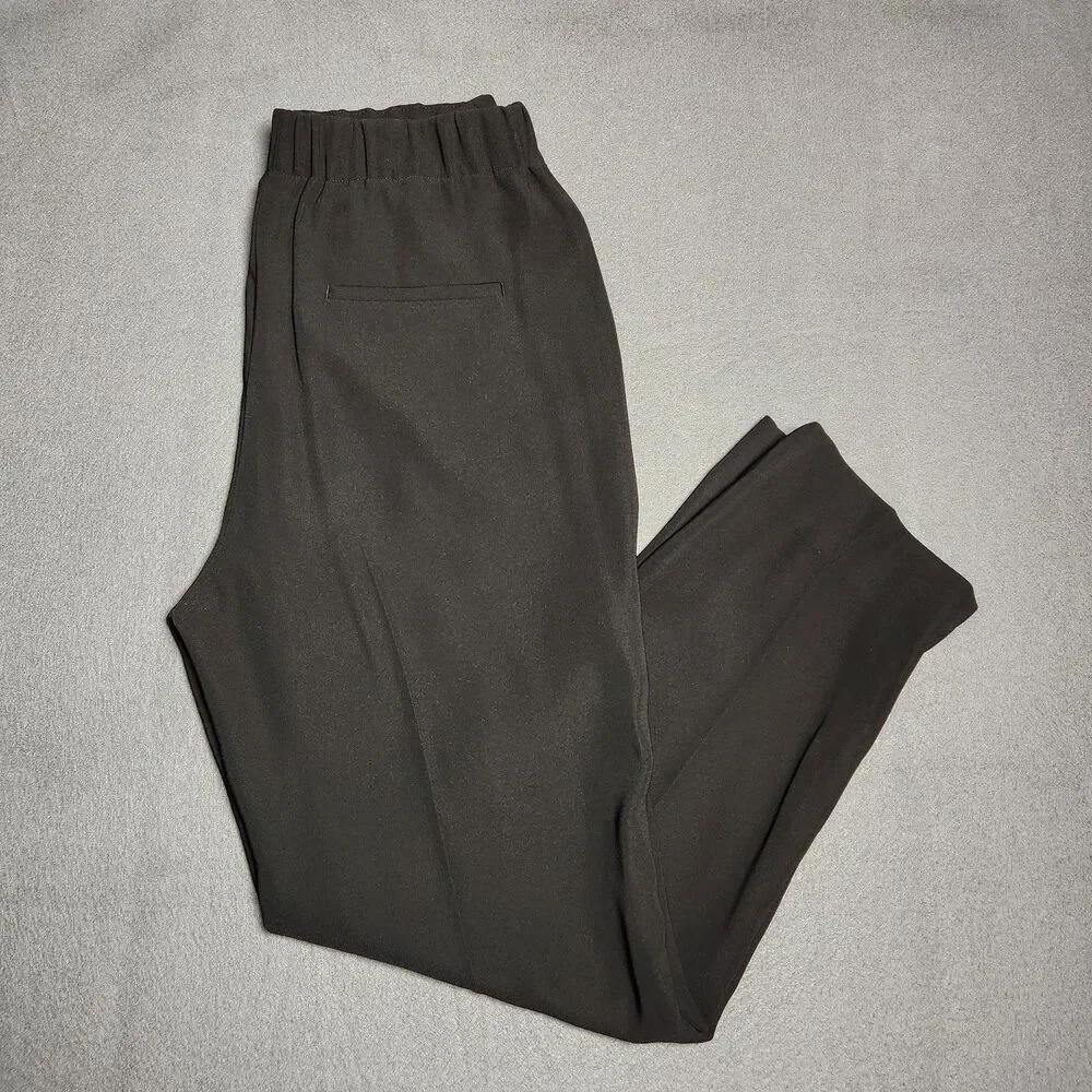 J. Crew Dress Pants Women 4 Black High Rise Straight Leg Elastic Waist